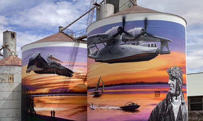 Viewing area for Lake Boga silo art